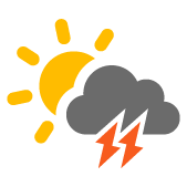 Patchy cloud with thunderstorms