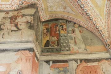 Affreschi del chiostro<br>Benedetto va a Roma per studiare e decide poi di lasciare gli studi